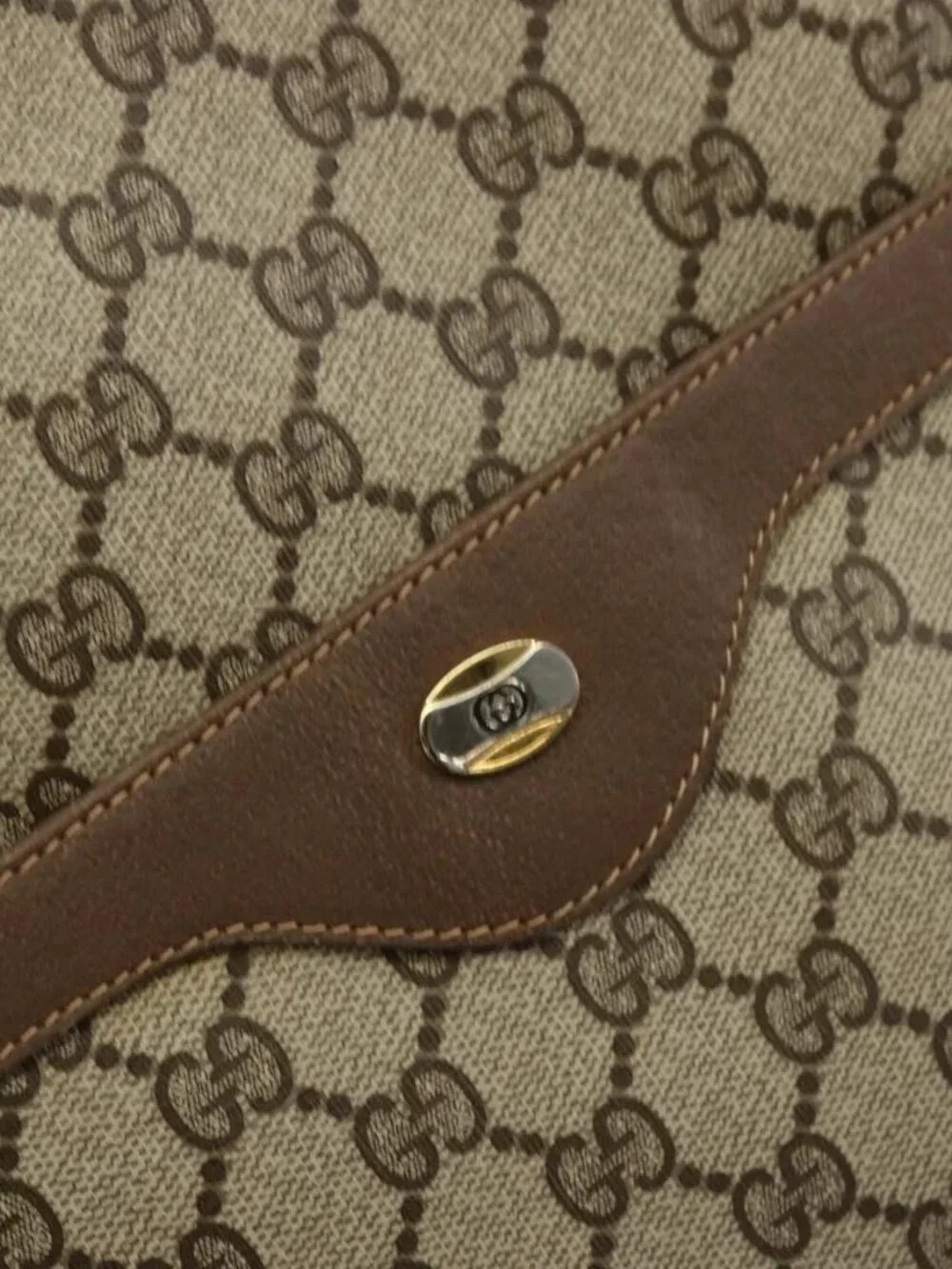 GUCCI GG Supreme Web Sherry Line Bag PVC Beige Red Green 39 02 003 Auth